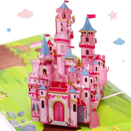 Teling Geburtstagskarte, Prinzessinnenschloss, Pop-Up-Happy Birthday, handgefertigt, Papierkarte, Geschenk, 3D-Grußkarte für Mädchen, Geburtstag, Feier, Wunderüberraschung, Partygeschenk für Tochter,