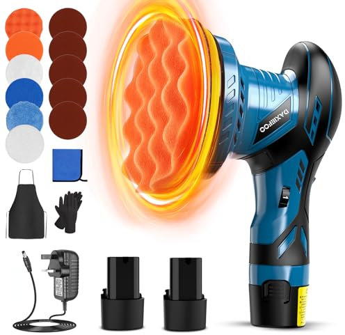 XIKEDOAR Car Polisher Machine, Cordless Polishing Machines with 2500mAh Battery, 6 Variable Speed, 6 inch Car Buffer Polisher and Polisher Kit for Car Detailing Waxing Polishing