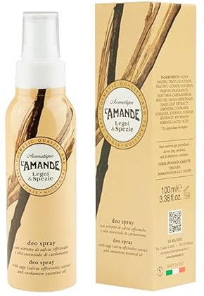 L'AMANDE - Deodorant für Damen und Herren, Spray ohne Alkohol, Deodorant für Damen, Herren, Kinder, verhindert die Bildung von schlechten Gerüchen, ohne Aluminiumsalze mit ätherischen Ölen von