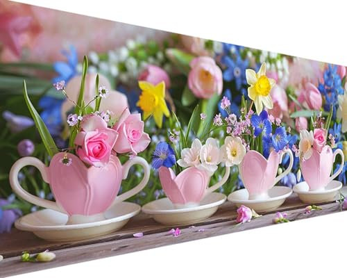 Pintar por Numeros Flor DIY Niños Cuadros para Pintar por Numeros Taza Painting by Numbers Manualidades Adultos Cuadros por Numeros Sin Marco Pigmento Acrílico con Pinceles Painting Kit 100x200cm P-W