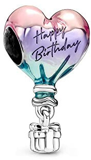 Wedanor Charme Happy Birthday Heißluftballon Charms-Anhänger 925 Sterling Silber Charm Bead Pendant für Europäische Armbänder und Halsketten