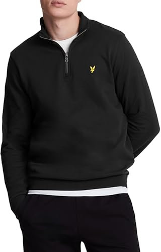 Lyle & Scott Homme Sweat-Shirt Bouclé À Quart De Zip, Jet Black, L