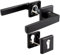 VERAMET® Poignée de porte - Noir mat - Rectangulaire - Poignée de porte - Poignée de porte avec rosace avec trou cylindrique - Poignée de porte PZ - Cylindre profilé