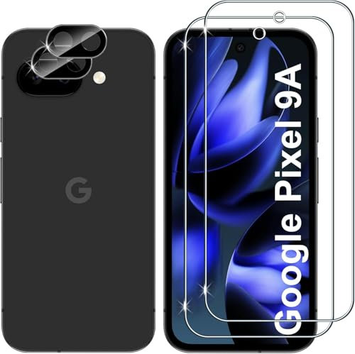 Hengnewro für Google Pixel 9a für Panzerglas mit Kamera Schutzfolie, 2 Stücke Panzer Schutz Glas Mit 2 Stück Kameraschutz, 9H Härte Panzer Anti-Kratzen HD Glas Folie