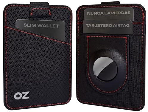 OAZISS AirTag Portefeuille pour homme – AirTag Wallet, portefeuille porte-cartes AirTag fin, capacité pour 12 cartes avec blocage RFID antivol poche jusqu'à 5 billets et 2 poches d'accès rapide