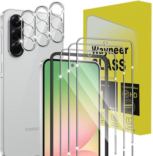 Wayneer für Samsung Galaxy A56 5G für Panzerglas,3+3 Stück Panzerfolie | Schutzfolie mit Rahmen Positionierhilfe, 3 Panzer Schutz Glas & 3 Kameraschutz, 9H Härte Hartglas HD Folie Displayschutz