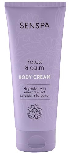 SenSpa Relax & Calm Body Cream – Deep Hydration – Natural Skin Softening – Shea Butter Moisture – Aromatherapy Scent/Vegan Body Lotion with Magnesium for Men & Women – 100ml