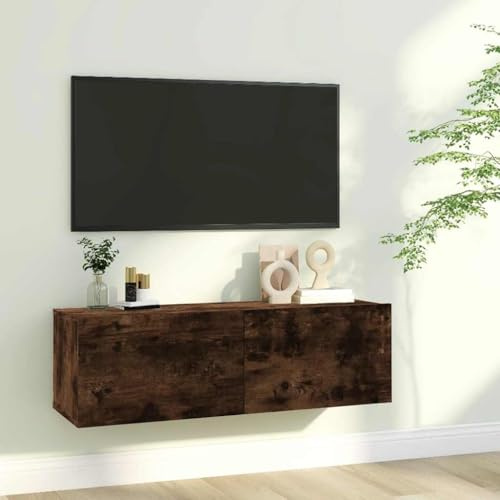 ROMHZKS TV-Wandschrank Räuchereiche lowboard Sideboard hängend hängeschrank tv ständer 100x30x30 cm Holzwerkstoff
