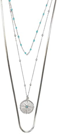 Elbella Hamburg Halskette Damen Layering Schlangenkette Silber aus Edelstahl – 3-Reihig Wasserfest & Verstellbar (Ein Verschluss) – Schmuck Geschenk für Frauen & Freundin – Freigeist-Kollektion