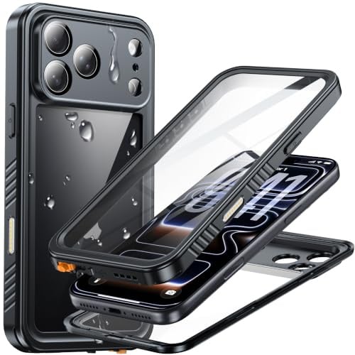 ACOCASE for iPhone 17 Pro Max Case — Waterproof Shockproof Full Body Black | screen protector, shockproof dual-layer build, wireless charging compatible, anti-slip textured matte finish