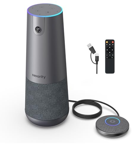 NEARITY 120 Max Webcam 4K Professionale Full HD con 4 Microfoni con Cancellazione del Rumore, 8MP CMOS/Grandangolare 120°/Zoom 5X/Auto Inquadratura, Webcam All-in-1 per Videoconferenza Sala Riunioni