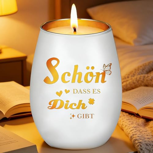 Schön DASS es Dich gibt Geschenke, schön DASS du Wieder da bist, das es Dich gibt Glas Windlicht, Weiß Gold Teelichthalter, Freundin Geschenkidee