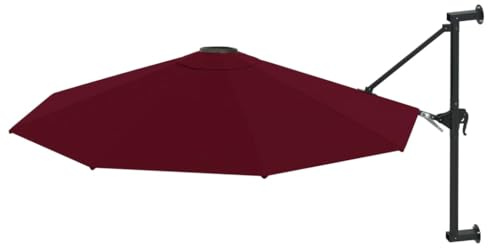 Generico Ombrellone a Muro con Palo in Metallo 300 cm Rosso Borgogna