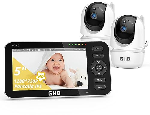 GHB Camara Vigilancia Bebe con 5 HD con 2 Camaras Duración 168 Horas