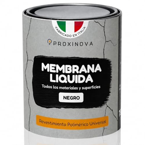 Membrana Liquida Impermeabilizzante Nera PROXINOVA (750 ml) - Impermeabilizzante Terrazzi, Tetti E Camini, Guaina Liquida Calpestabile Per Esterni, Ideale Per Riparare Grondaie E Piatti Doccia