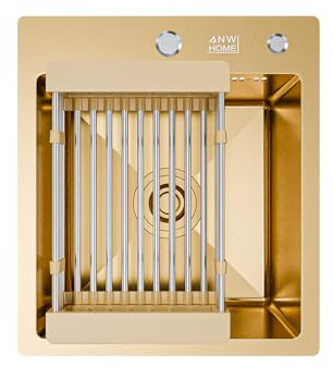 ANW HOME Spülbecken Küche 1 Becken 40x45 cm, Gold PVD