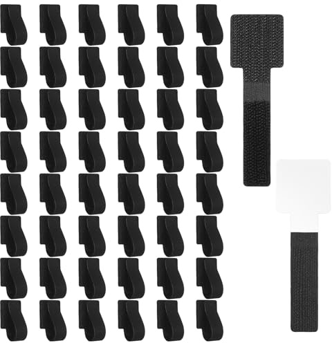 50 Pcs Kit Cable Management Bureau, Cache Cable Bureau Auto-adhésive | Attache Cables, Auto-agrippantes, Réglables, Adhésifs pour Maison, Bureau, Organisateur de Cables, noir
