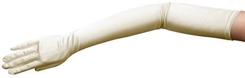 ZaZa Bridal 59,7 cm lange glänzende Stretch-Satin-Kleid-Handschuhe, Opernlänge 16BL, helles Elfenbein, Eine Größe passt meistens