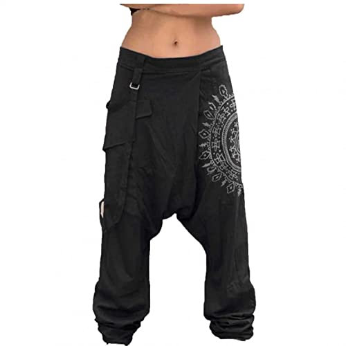 Celucke Herren Haremshose mit Gedruckten,Männer Pumphose Aladinhose Pluderhose Yoga Goa Hosen Baggy Freizeithose