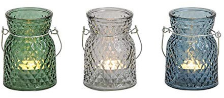 Home & Trends Windlicht Kerzhalter 3er-Set aus Glas mit Griff B10 x T7cm 3-Fach Sortiert