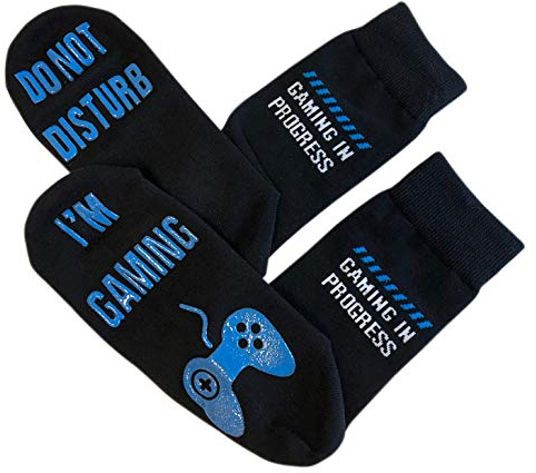 ''Do Not Disturb I'm Gaming Funny Socks - Great Novelty Gift For Gamers Who Have Everything! (Full Length Lounge Socks), One size