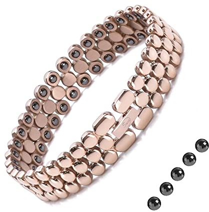 JEROOT Magnetarmband Damen Titan, 3 Reihen Hämatit Armbänder für Frauen Gesundheit mit Größenbestimmungswerkzeug, Damen Armbänder Magnetarmband Energetix(3500 Gauss