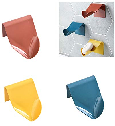 Minzhenamz Porte-savon mural autocollant en plastique ABS sans perçage pour salle de bain, cuisine, éponge, savon, filtre à entonnoir