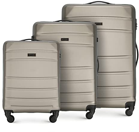 WITTCHEN Koffer-Set 3tlg. Trolley Koffer Reisekoffer aus ABS Hartschalen Kofferset Trolley 4 Rollen Kombinationsschloss Reisekofferset Gepäckset Handgepäck Set Champagner