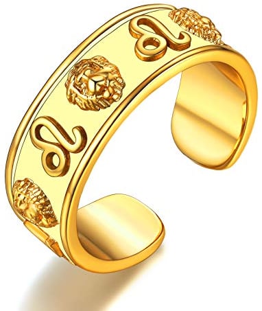 FaithHeart Vintag Ring Horoskop Ring Sternzeichen Löwe Ring Offener verstellbarer Ring mit Geschenkebox für Mama Freundin