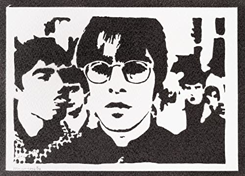 moreno-mata Echtes Handgemachtes Graffiti Oasis Musik Aesthetic Poster & Kunstdrucke Bilder Liam und Noel Plakat Handmade Deko Wandbilder Wohnzimmer Wanddeko Geschenke für Männer und Frauen