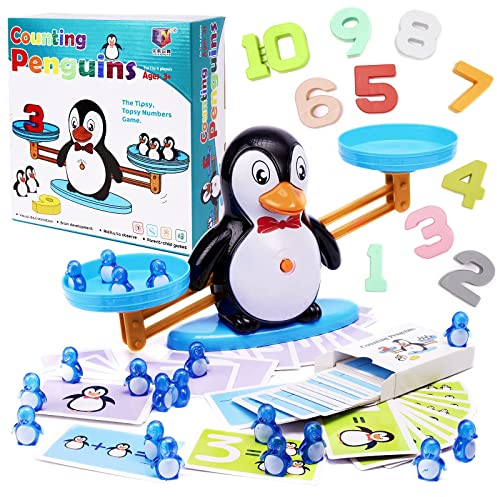 ikonka, Educational Scale Pinguin zum Zählen Lernen, Mathematik für die Jüngsten, Zahlen spielerisch Lernen, Plastik