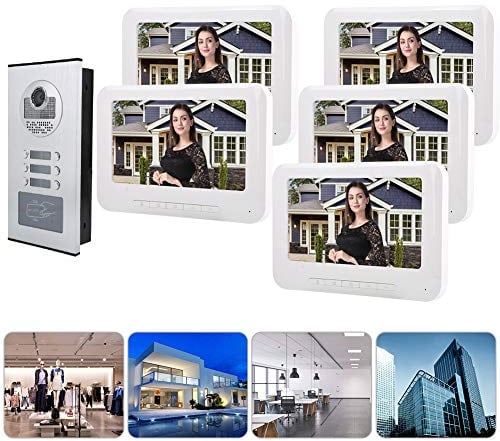 Video Citofono, Citofono 5 Fili Universale, Campanello Citofono Kit Videocitofono Campanello Video 5 Appartamenti per Casa Videocitofono Smart Citofono Condominiale