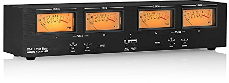 Douk Audio VU4 MIC LINE Vier Analog VU-Meter MIC Schallpegelanzeige Stereo Cinch/XLR-Umschaltbox Audio Adapter Splitter (Yellow)