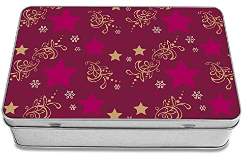 STEMPEL-FABRIK Geschenkdose Eckig mit Aufdruck - Design Sterne - Keksdose - Plätzchendose - Metalldose - Geschenkidee für Weihnachten - Weihnachtsgeschenkboxen - Geschenkbox