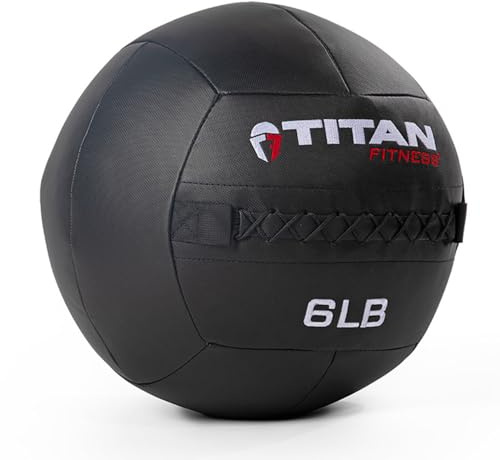 Titan Fitness 6 lb Soft Shell Medicine Wall Ball, Cross-Texture Grip