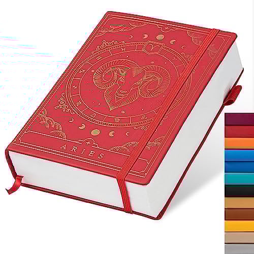 TIEFOSSI Constellations Notizbuch, A5, gepunktet, Hardcover, 100 g/m², 400 Seiten, Schreibpapier, Bullet Organizer, Notizbuch für Damen, Herren, Teenager (Widder)