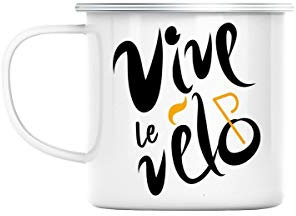 Fabulous Enamel Metal Mug 284ml Vive le Vélo France Cycling Tour Race Road
