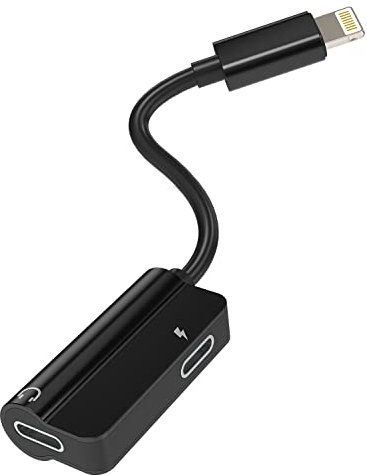 Iphone Dual Lightning Adapter Dongle 2in1 Charging Headphone Splitter Audio Charger Jack AUX Cable Connector Apple MFI Certified Double converter for 14 13 12 11 Pro Max Mini XS SE 7 8 Plus X XR Ipad