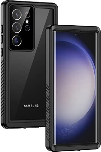 Lanhiem Cover Per Samsung Galaxy S23 Ultra 5G Impermeabile, IP68 Waterproof e 360 Gradi Protezione, Custodia Subacquea Antiurto Rugged con Protezione dello Integrata Schermo per S23 Ultra 6,8,Nero