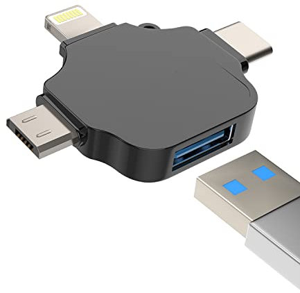 Type C to USB Adapter OTG A Female Lightning Micro Thunderbolt Male Converter(3in1) Camera Card Reader Mouse for Apple for iPhone 15 Pro Max Plus for iPad 10、Air4/5、Mini6、Pro 12.9 14 13 12 11 Android