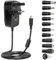 30W Universal Power Adapter AC to DC Wall Main Charger, Multi Voltage 3V 4.5V 5V 6V 7.5V 9V 12V with 10 Selectable Adaptor Plugs for Household Electronic with 5V 2.1A USB Port, 2500mA Max