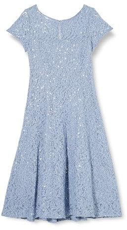 Gina Bacconi Women's Cap Sleeve Midi Length Sequin Lace Dress Cocktail, Hydrangea, 10