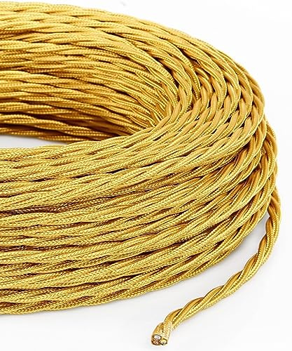 DRESS-Cavo Elettrico Trecciato Rivestito In Tessuto 3x1,50 8mt. Oro