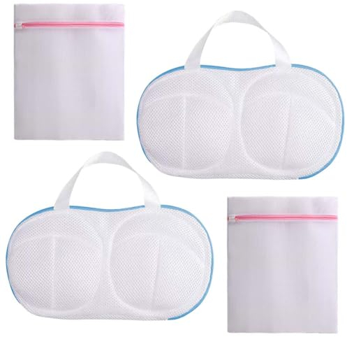 BCZR 2 Stück BH Wäschenetz + 2 Stück Kleiner Wäschenetz Beutel, Polyester Mesh Waschbeutel Mit Reißverschluss, BH-Waschbeutel Für Wäsche