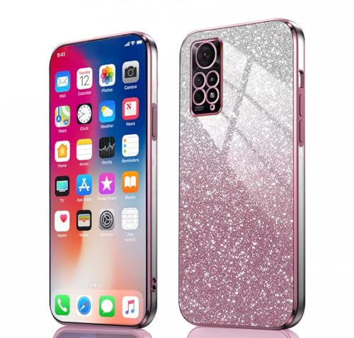 PEIYE Funda para Xiaomi Redmi Note 12 Pro 4G / Redmi Note 11 Pro (4G/5G) - Carcasa Antigolpes de Silicona Suave con Bordes Electropulidos y Tarjeta de Brillo Integrada, Case Cover -Rosa Degradado