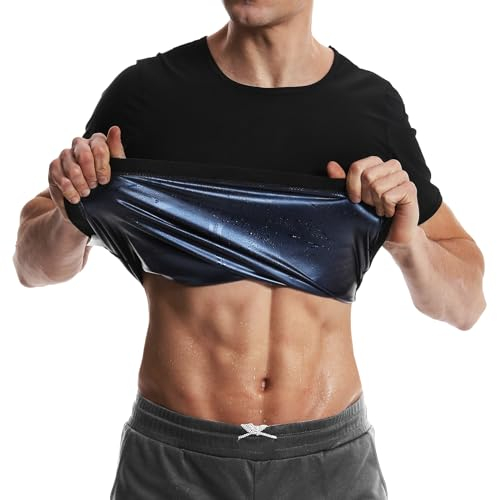 Vigorix Sauna-Shirt, Taillentrainer für Herren, Schweißweste, Workout, Fitnessstudio, vielseitiger Shaper, Schweißverstärker, kurzärmelig