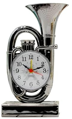 LEDSone Vintage Trompetenwecker, kreative Tischuhr, batteriebetrieben, für Zuhause, Schlafzimmer, Schreibtischuhr, Dekoration, Uhr (Chrom)