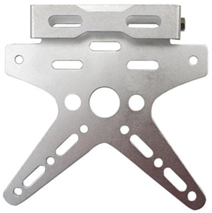 Motorbike Registration Plate Holder Motorcycle License Plate Rack Universal Electroplating CNC Aluminum Alloy Adjustable Motorcycle License Plate Frame Number Cover Tail Tidy (Color : Silver)