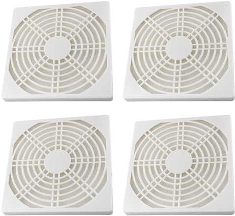 Adyoney 4 Pcs White Cooling Fan Filter 120mm - Square Plastic Case Fan Filter Cover for PC Computer Case - Mesh Design for Effective Dust Protection