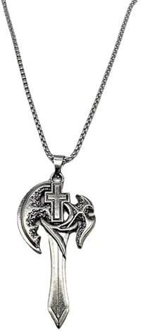 GleaMora Men Ins Style Axe Pendant Punk Hip Hop Necklace Vintage Ring Titanium Steel Jewelry Light Luxury Birthday Party Gift